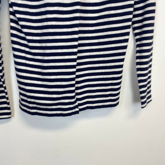 J. Crew Navy and White Striped Open Back Long Sleeve Top - Picture 9 of 10